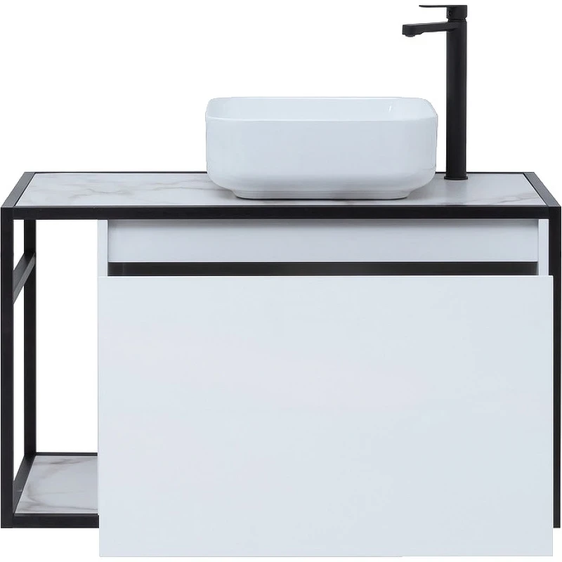 Тумба под раковину Aquanet Nova Lite Loft 90R 261651 подвесная Белый глянец МДФ / ЛДСП