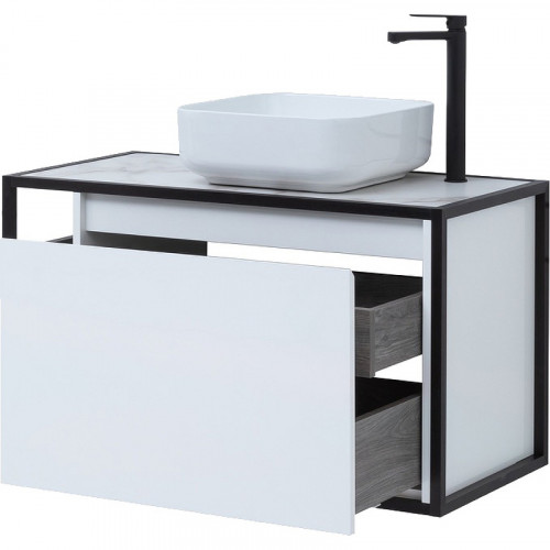 Тумба под раковину Aquanet Nova Lite Loft 90R 261651 подвесная Белый глянец МДФ / ЛДСП