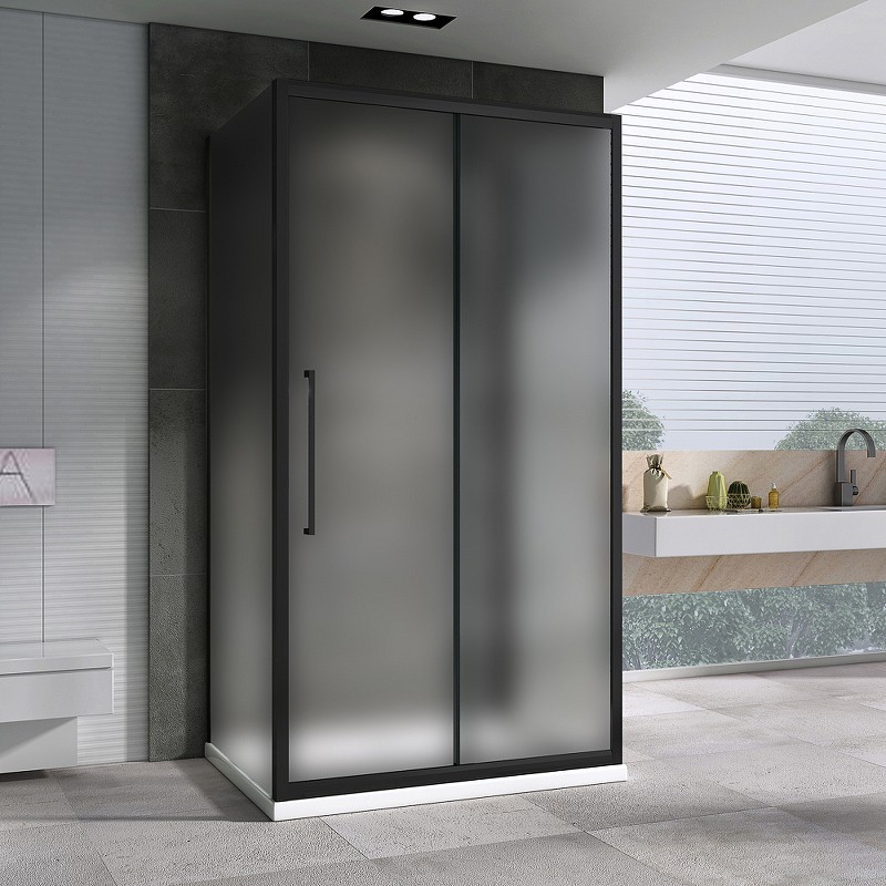 Душевой уголок Abber Schwarzer Diamant 140x100 AG30140BMH-S100BM-S100BM профиль Черный стекло матовое