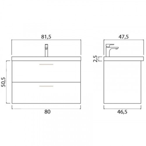 Тумба под раковину Creto Ares 80 10-1113D подвесная Davos МДФ / ЛДСП
