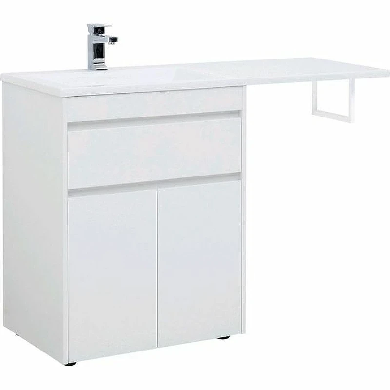 Тумба с раковиной Aquanet Токио 130 L 239215 Белая МДФ / ЛДСП