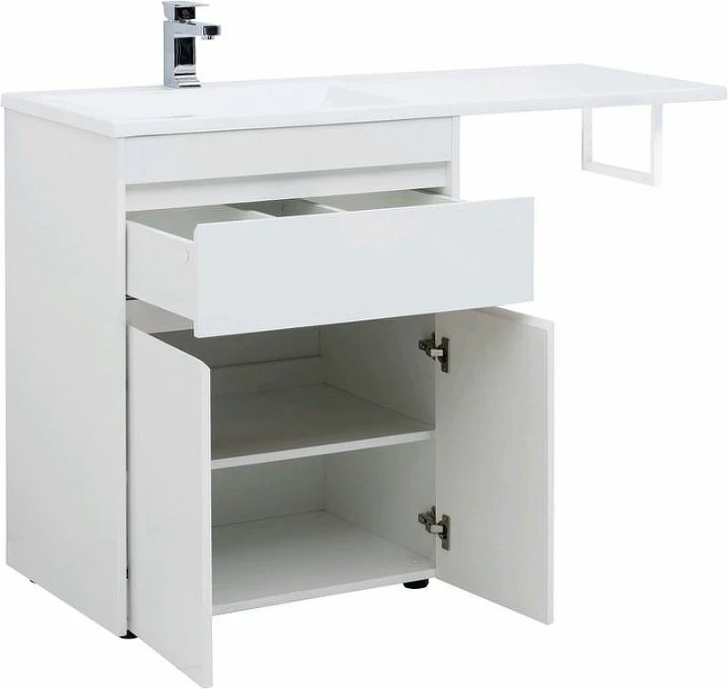 Тумба с раковиной Aquanet Токио 130 L 239215 Белая МДФ / ЛДСП