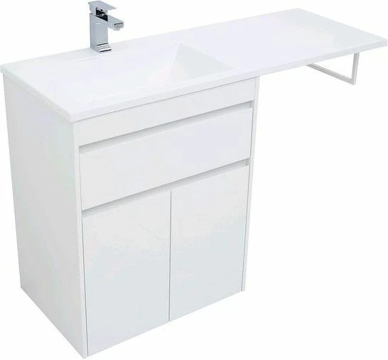 Тумба с раковиной Aquanet Токио 130 L 239215 Белая МДФ / ЛДСП
