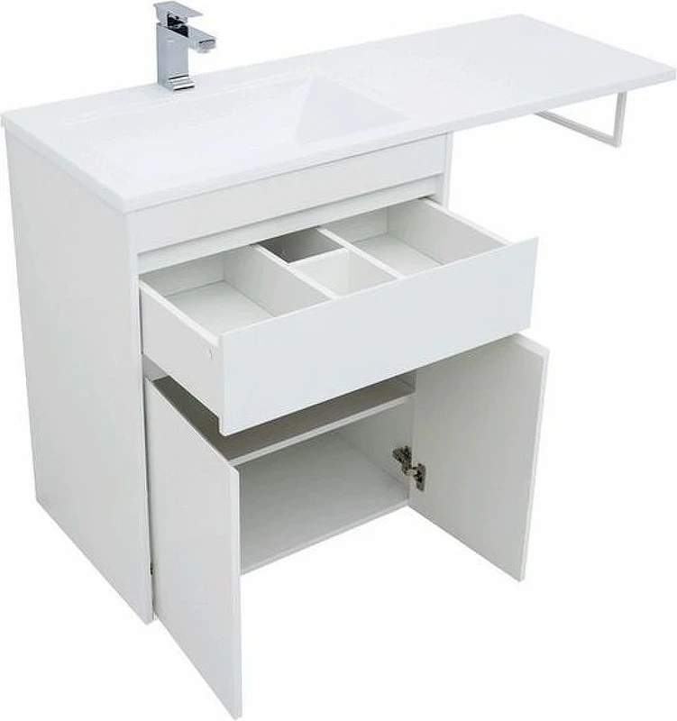 Тумба с раковиной Aquanet Токио 130 L 239215 Белая МДФ / ЛДСП