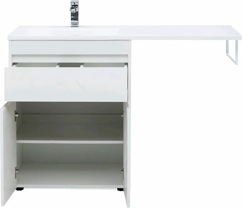 Тумба с раковиной Aquanet Токио 130 L 239215 Белая МДФ / ЛДСП