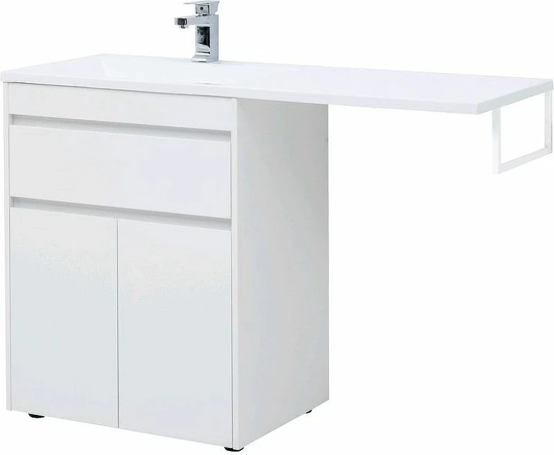 Тумба с раковиной Aquanet Токио 130 L 239215 Белая МДФ / ЛДСП