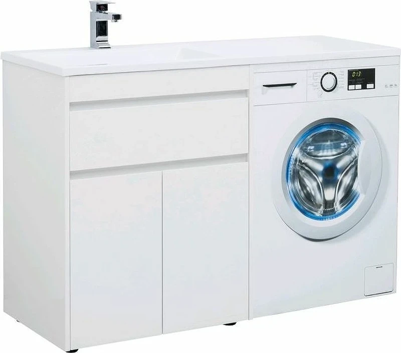 Тумба с раковиной Aquanet Токио 130 L 239215 Белая МДФ / ЛДСП