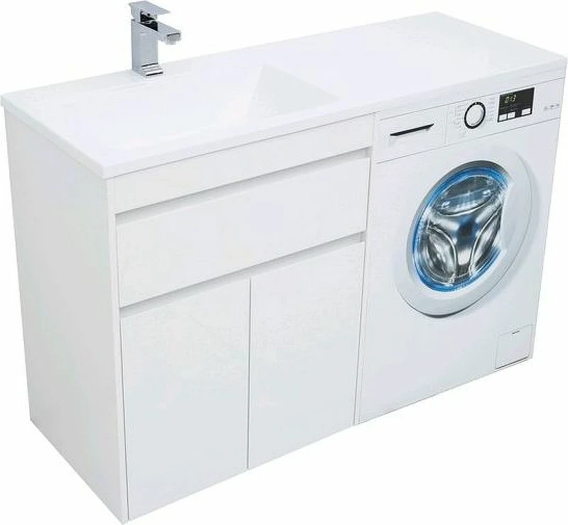 Тумба с раковиной Aquanet Токио 130 L 239215 Белая МДФ / ЛДСП