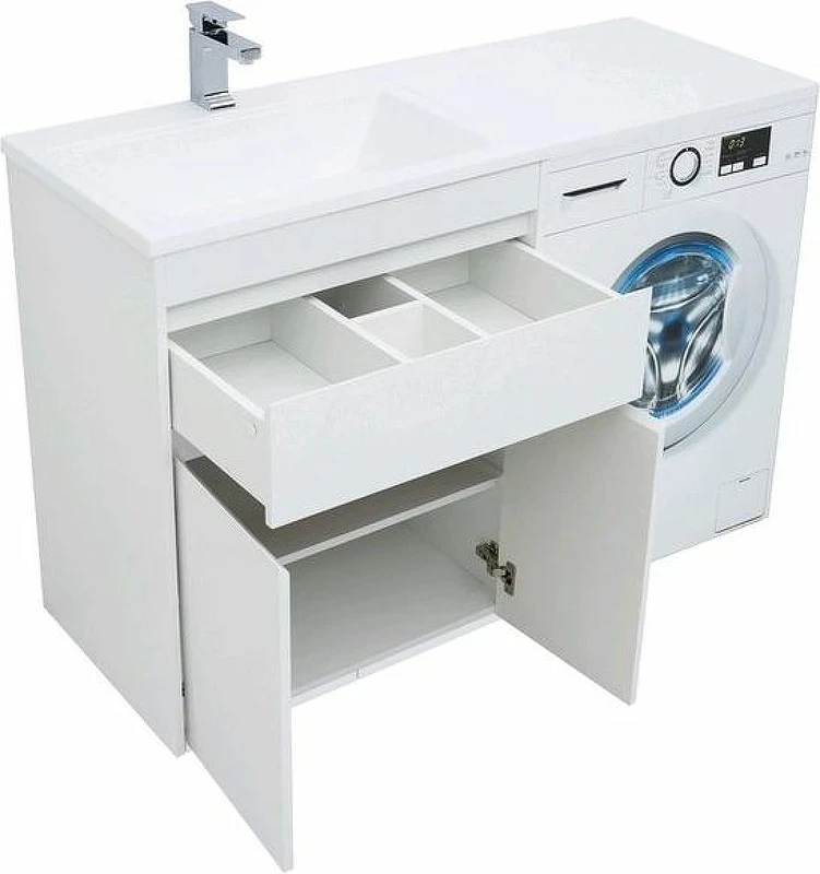 Тумба с раковиной Aquanet Токио 130 L 239215 Белая МДФ / ЛДСП