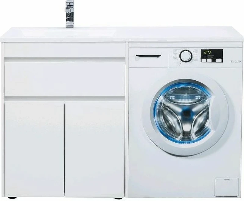 Тумба с раковиной Aquanet Токио 130 L 239215 Белая МДФ / ЛДСП