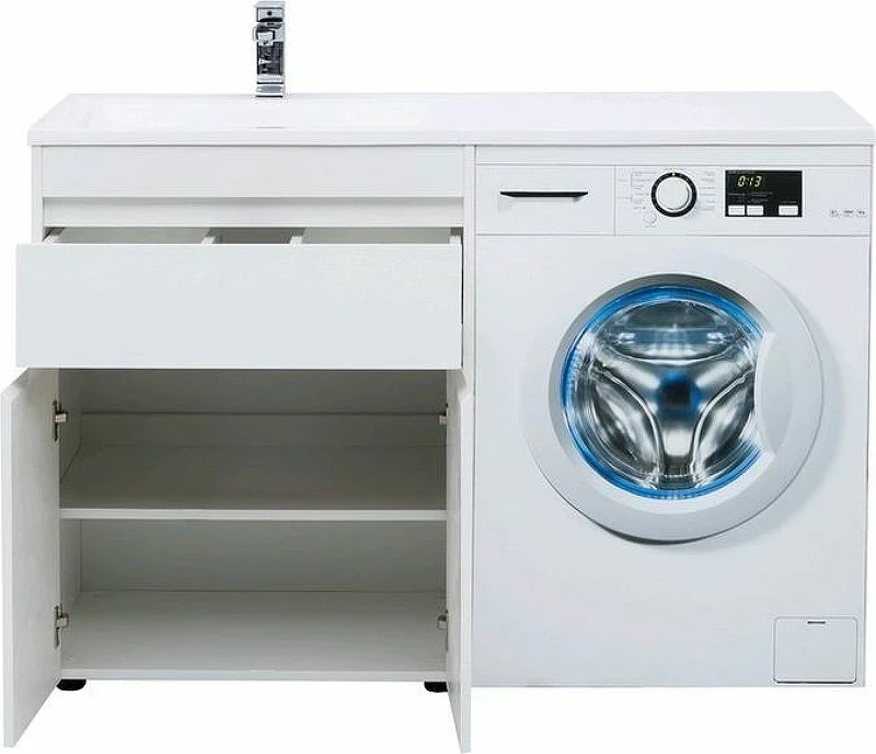 Тумба с раковиной Aquanet Токио 130 L 239215 Белая МДФ / ЛДСП