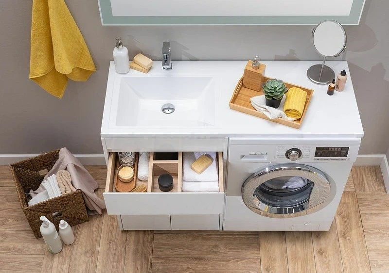 Тумба с раковиной Aquanet Токио 130 L 239215 Белая МДФ / ЛДСП