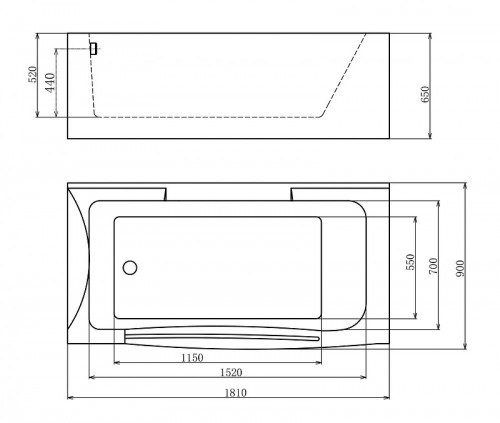 Акриловая ванна Gemy Gemy 181x90 G9055 K L С гидромассажем