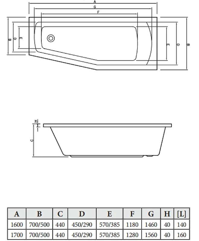 Акриловая ванна C-Bath Nika 170х70 R CBA00402R цвет Белый