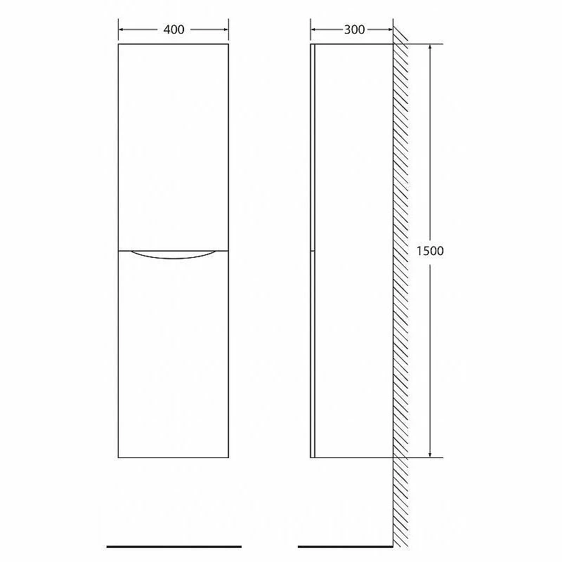 Шкаф пенал BelBagno Fly-Marino 40 L FLY-MARINO-1500-2A-SC-RW-P-L подвесной Rovere Moro МДФ / ЛДСП