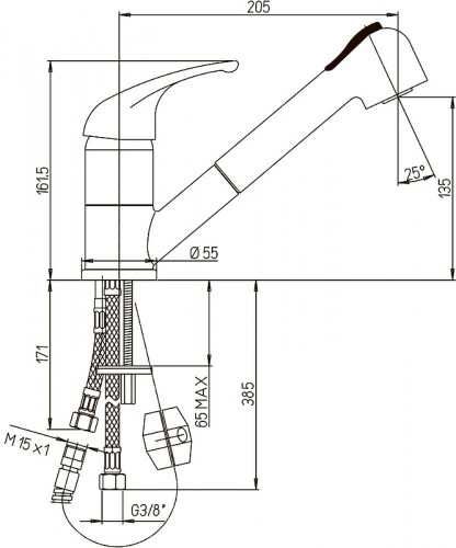 Смеситель для кухни Paini Creta 42CR568LMKM Хром