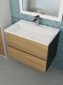 Тумба под раковину Uperwood Barsa 70 2930205157 подвесная цвет Черный матовый Дуб сонома