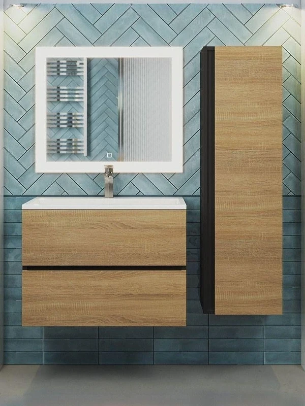 Тумба под раковину Uperwood Barsa 70 2930205157 подвесная цвет Черный матовый Дуб сонома