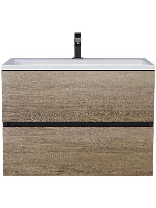Тумба под раковину Uperwood Barsa 70 2930205157 подвесная цвет Черный матовый Дуб сонома