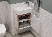 Тумба под раковину Aquaton Эклипс 45 М R 1A172801EK49R подвесная Белый Эбони светлый МДФ / ЛДСП
