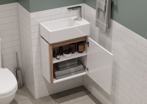 Тумба под раковину Aquaton Эклипс 45 М R 1A172801EK49R подвесная Белый Эбони светлый МДФ / ЛДСП