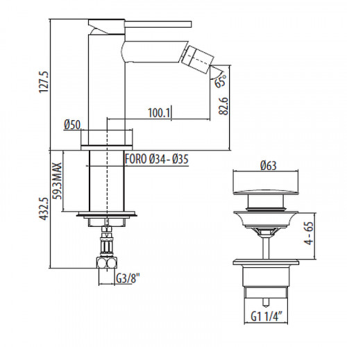 Смеситель для биде Gattoni Circle Two 9150/91NO Черный матовый латунь