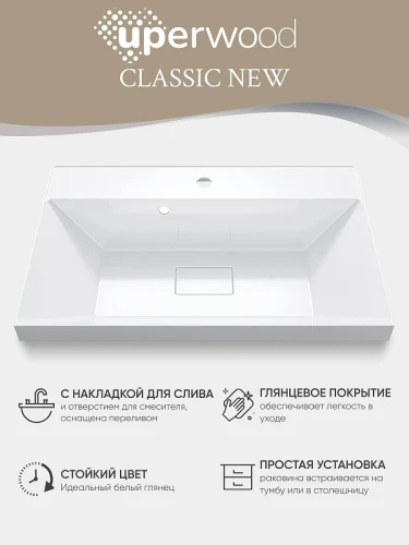 Раковина Uperwood Classic New 70 291021025 цвет Белый глянцевый