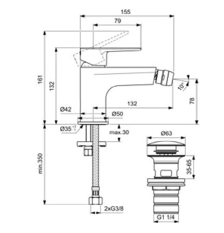 Смеситель для биде Ideal Standard Cerafine O BD716SI цвет Серебро