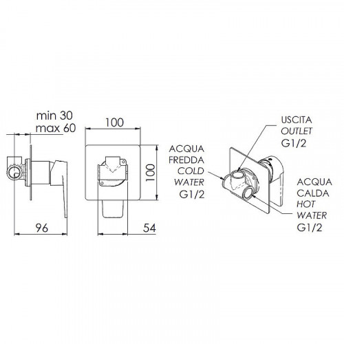 Смеситель для душа Remer Dream D30 Хром латунь встраиваемый