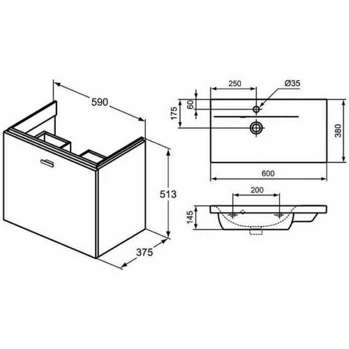 Тумба под раковину Ideal Standard Connect Space 60 C6743KR подвесная Серая глянцевая МДФ / ЛДСП
