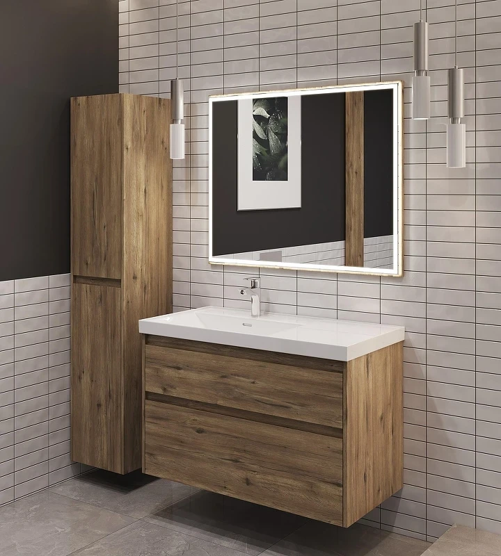 Тумба под раковину Aquanet Nova Lite 2.0 90 L 346318 подвесная цвет Дуб рустикальный