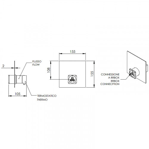 Смеситель для душа Remer Qubica Thermo QT30KBNO с термостатом Черный матовый латунь встраиваемый