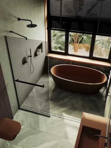 Душевая перегородка Maybah Glass MGD-721-6у 690x1950 в узком профиле Черный стекло бронзовое