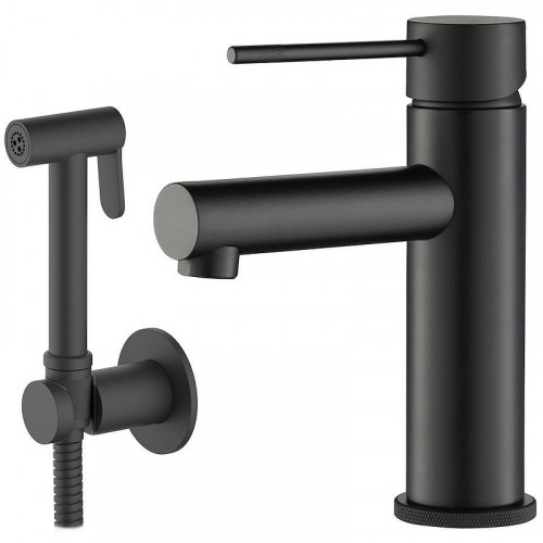 Смеситель для раковины Timo Saona 2360/03G с гигиеническим душем Черный матовый