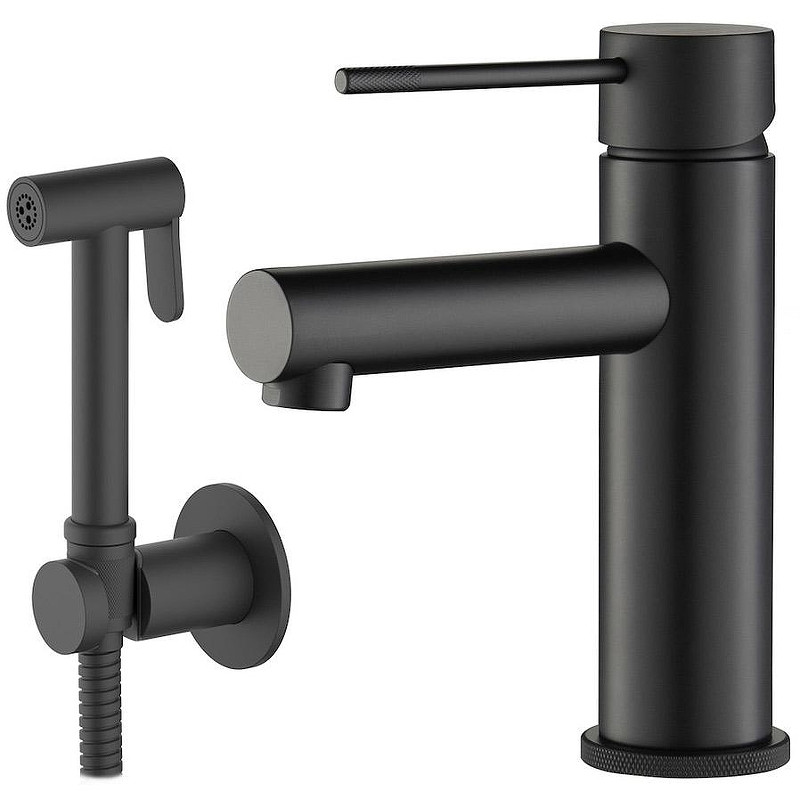 Смеситель для раковины Timo Saona 2360/03G с гигиеническим душем Черный матовый