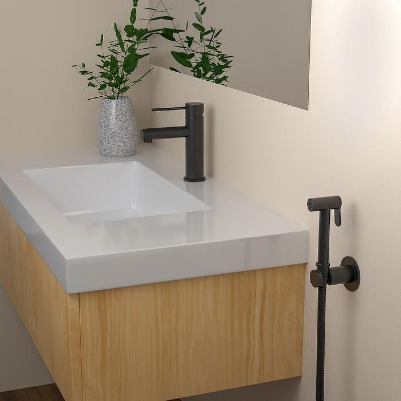 Смеситель для раковины Timo Saona 2360/03G с гигиеническим душем Черный матовый