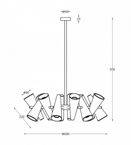 Люстра на штанге Maytoni Giro MOD095PL-14BS
