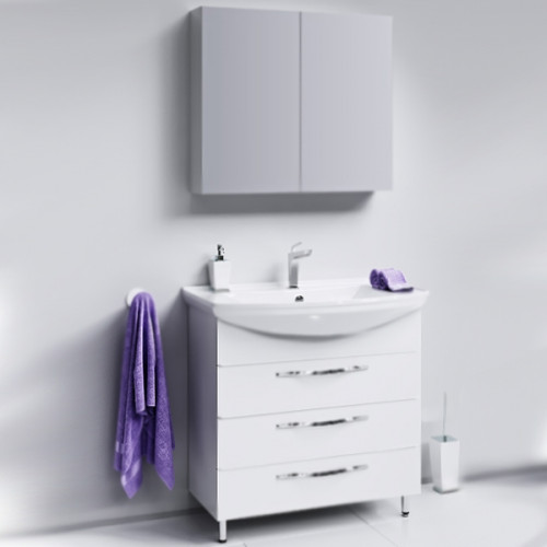 Тумба под раковину Aqwella Аллегро 85 Agr.01.08/3 Белая МДФ / ЛДСП