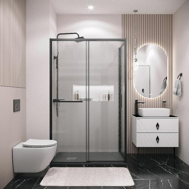 Душевой уголок Grossman Style 110x100 L 120.K33.05.1110.21.02 профиль Черный матовый стекло шиншилла