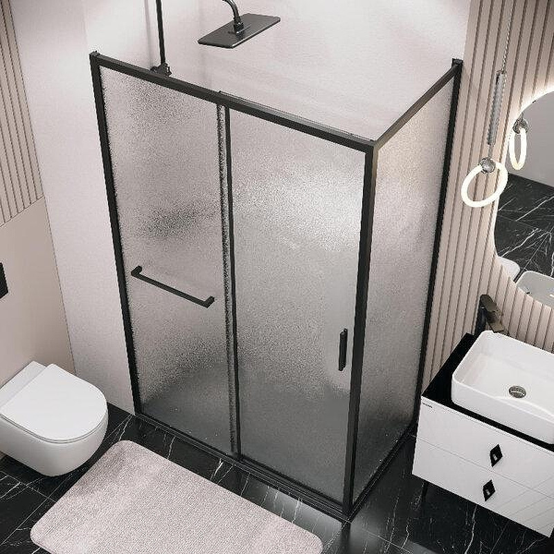 Душевой уголок Grossman Style 110x100 L 120.K33.05.1110.21.02 профиль Черный матовый стекло шиншилла