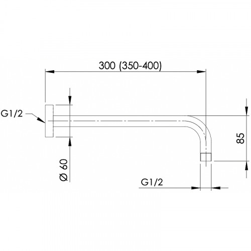 Кронштейн для верхнего душа Remer 343L40 Хром латунь на стену