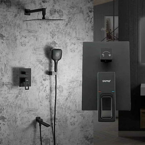 Душевая система Gappo G7117-6 Черная матовая латунь встраиваемый