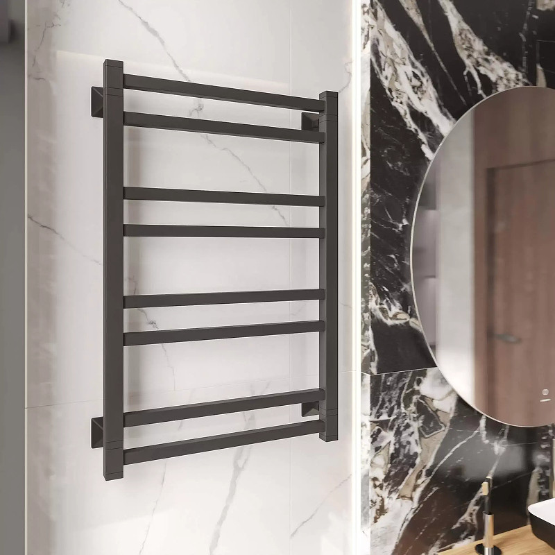 Водяной полотенцесушитель EWRIKA Кассандра Pg 80x50 цвет Черный матовый