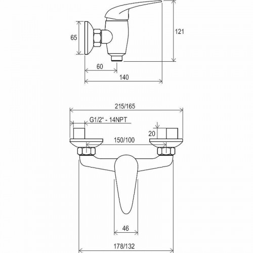 Смеситель для душа Ravak Suzan SN 032.00/150 X070006 Хром латунь на стену