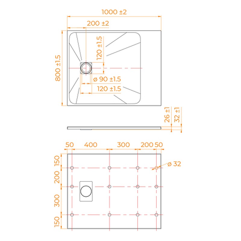 Душевой поддон из стеклопластика RGW TSS-W 100x80 553502810-01 Белый