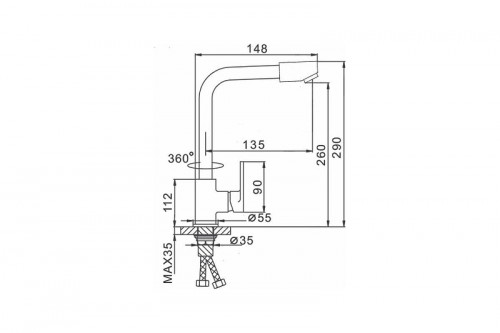 Смеситель для кухни Ekko E4323 цвет Синий