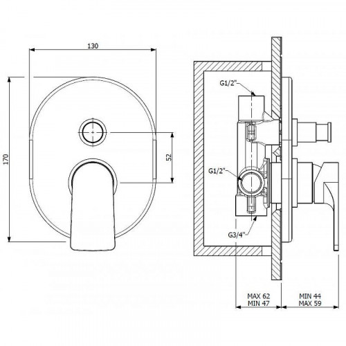 Смеситель для душа Cezares Lagos LAGOS-VDIM-NOP Черный матовый латунь встраиваемый
