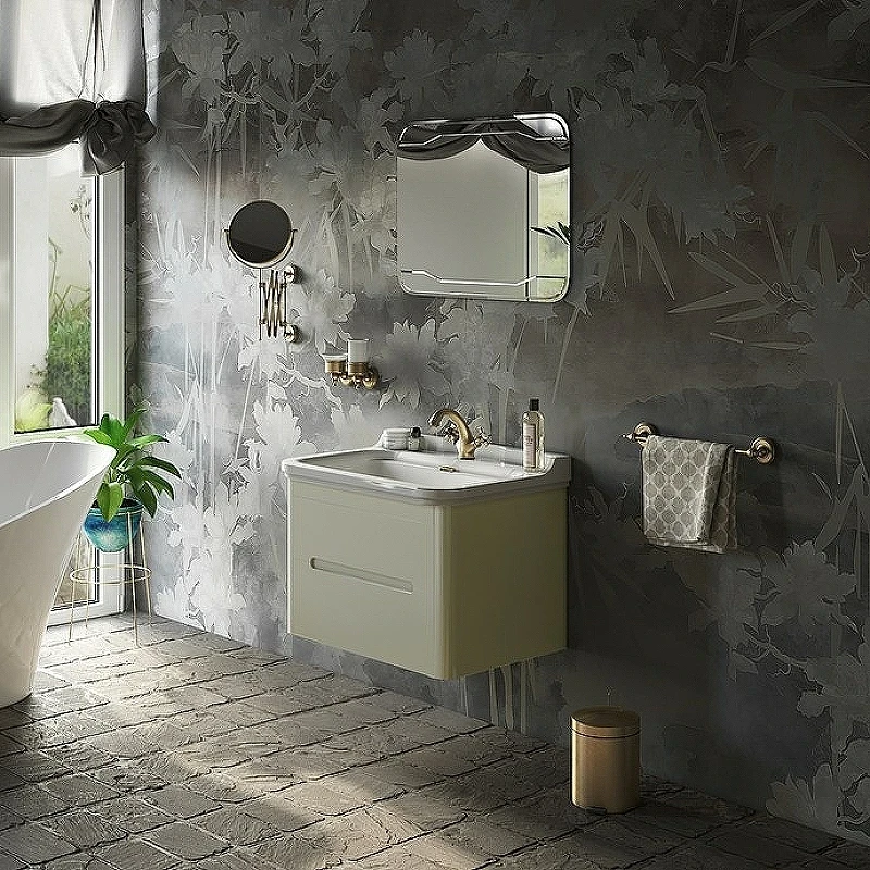 Тумба под раковину Kerasan Waldorf 74 925630 подвесная Bi vaniglia matt массив дерева