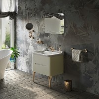 Тумба под раковину Kerasan Waldorf 74 925630 подвесная Bi vaniglia matt массив дерева