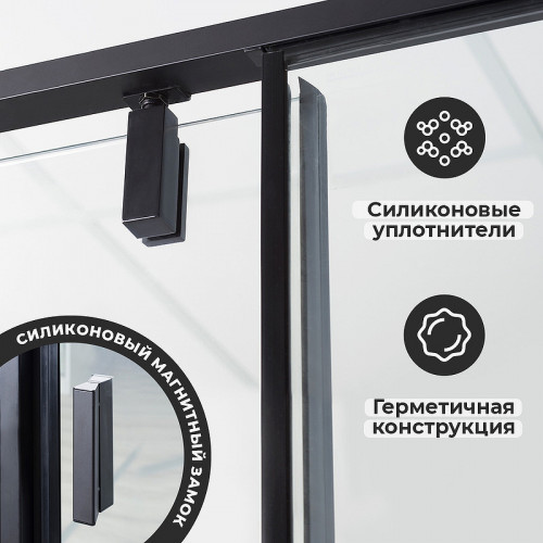 Душевая дверь WasserKRAFT Elbe 90 74P04 профиль Черный матовый стекло прозрачное